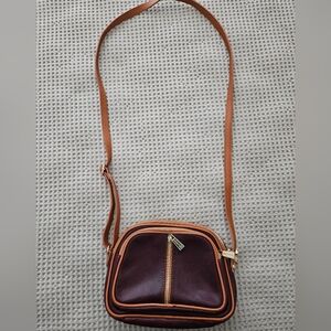 Valentina triple entry crossbody bag made in Italy, Chianti/Cognac, NWOT